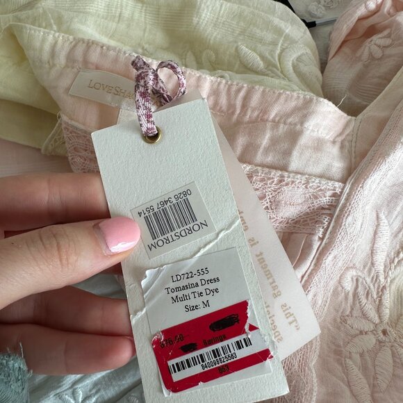 NWT LoveShackFancy Tomasina Mini Dress Tie Dye Multi Embroidered Size Medium - Picture 3 of 11